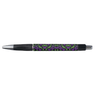 Colourful Neon Purple Green Bats Halloween pen