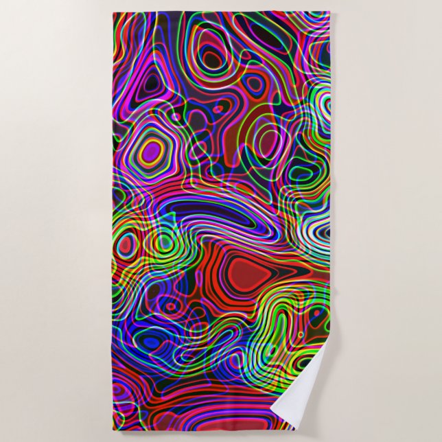 Colourful Neon Rainbow Abstract Beach Towel (Front)