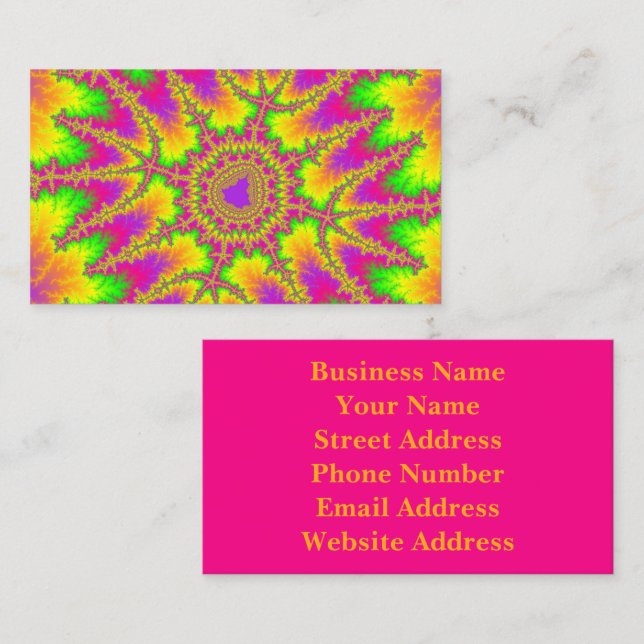Colourful Neon Rainbow Fractal Business Card (Front/Back)