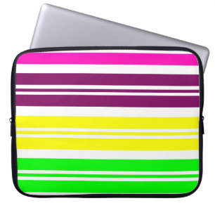 Colourful Neon Rainbow Stripes Vibrant Bold Patter Laptop Sleeve