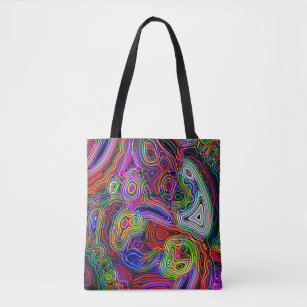 Colourful Neon Rainbow Trendy Pattern Tote Bag