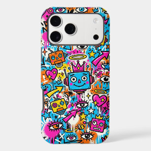 Colourful Neon Robot Pattern iPhone