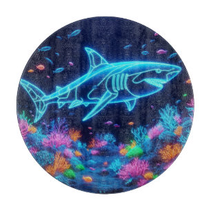 Colourful neon shark  cutting board