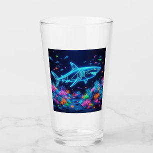 Colourful neon shark  glass