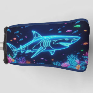 Colourful neon shark  golf head cover