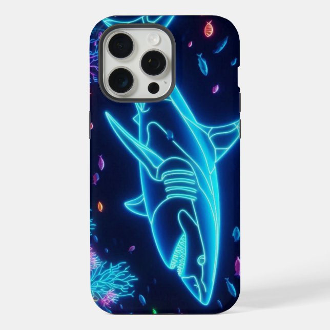 Colourful neon shark  iPhone case (Back)