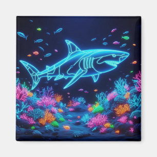 Colourful neon shark  magnet