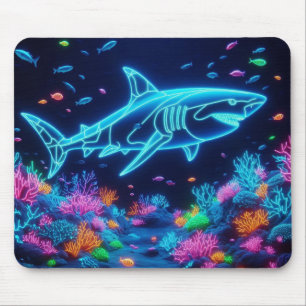 Colourful neon shark mouse mat