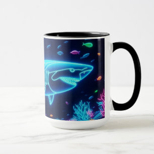 Colourful neon shark  mug