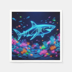 Colourful neon shark  napkin