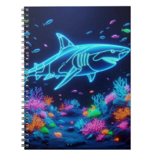 Colourful neon shark  notebook