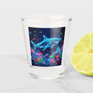 Colourful neon shark  shot glass