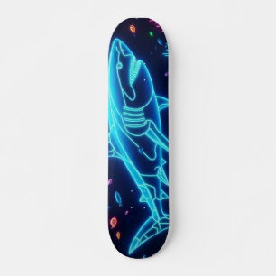 Colourful neon shark  skateboard