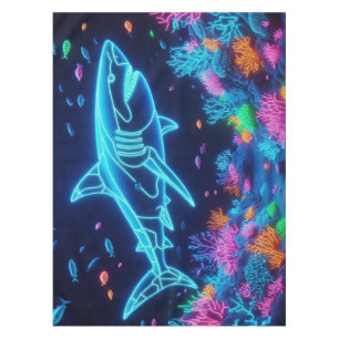 Colourful neon shark  tablecloth