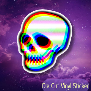 Colourful Neon Skull Art Illustration Halloween Fu