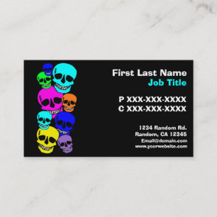 Colourful neon skulls custom cards