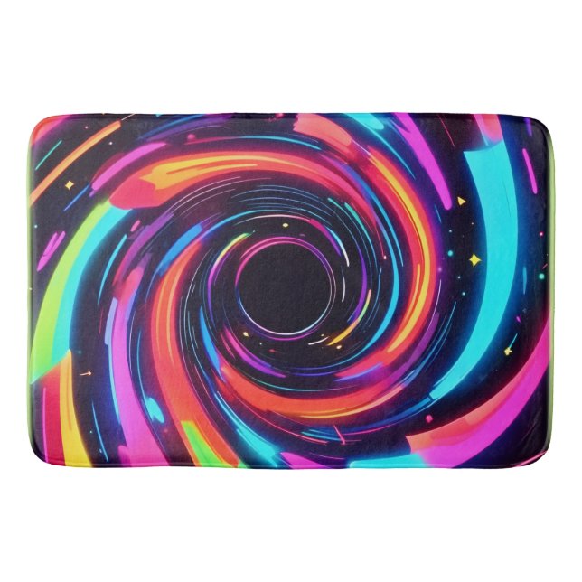 Colourful Neon Spiral Abstract Art Bath Mat (Front)