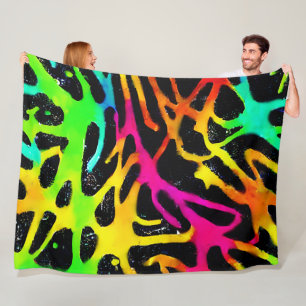 Colourful neon splatter paint design fleece blanket