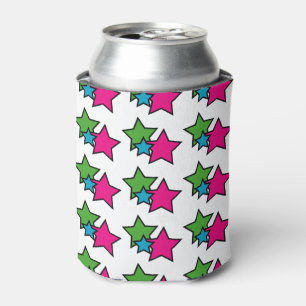 Colourful Neon Star Trio Pattern Can Cooler
