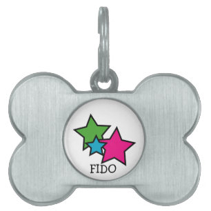 Colourful Neon Star Trio Personalised Pet Tag