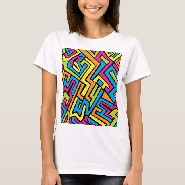 Colourful Neon Street Art Pattern T-Shirt (Front)