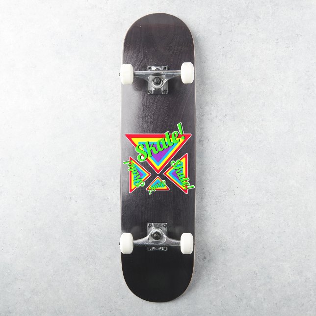 Colourful Neon Triangle Skate Typography Skateboar (Skateboard)