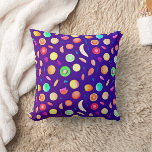 Colourful Neon Tropical Fruit Pattern Cushion