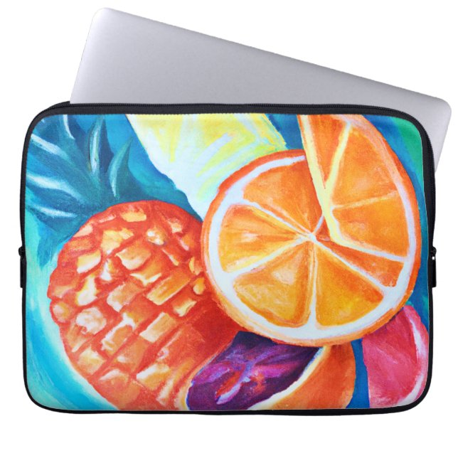 Colourful Neon Tropical Fruits Laptop Sleeve (Front)