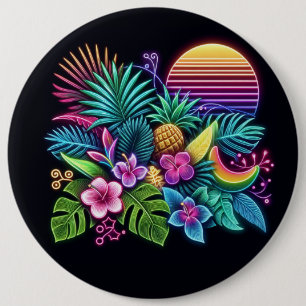 Colourful Neon tropical/Hawaiian 6 Cm Round Badge
