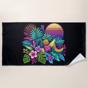 Colourful Neon tropical/Hawaiian Beach Towel
