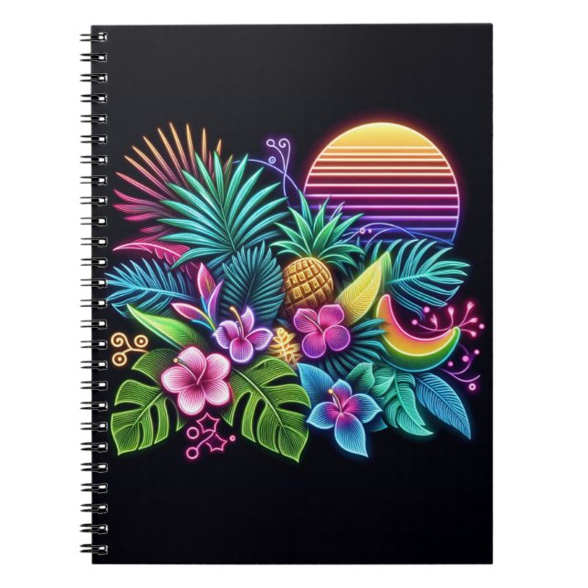 Colourful Neon tropical/Hawaiian Notebook (Front)