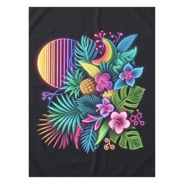 Colourful Neon tropical/Hawaiian Tablecloth (Front)