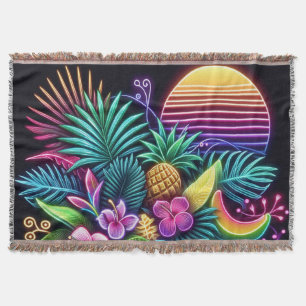 Colourful Neon tropical/Hawaiian Throw Blanket