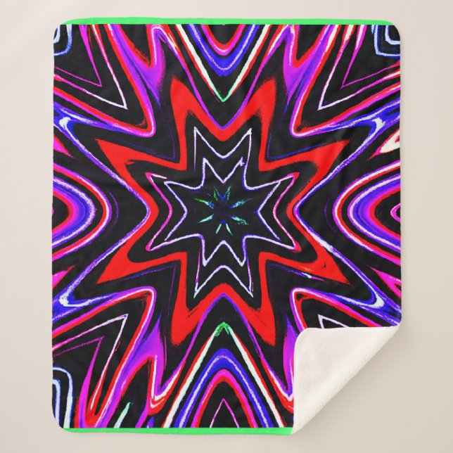 Colourful Neon Vibes Pattern Sherpa Blanket (Front)
