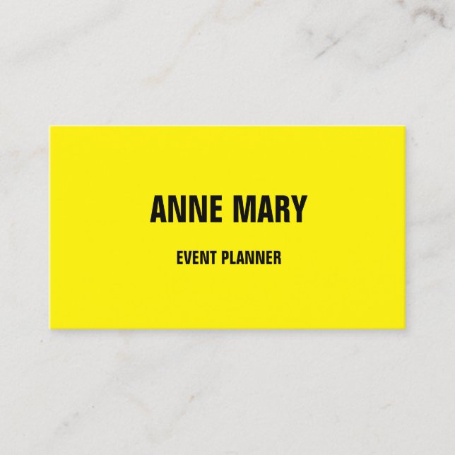 Colourful Neon Yellow Bright Event Planner  2025 Business Card (Front)