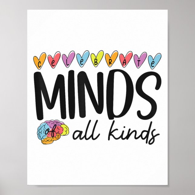 Colourful Neurodiversity Autism Celebrate Minds Of Poster (Front)