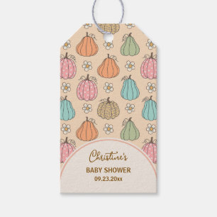 Colourful Neutral Beige Pumpkin Pattern Baby Showe Gift Tags