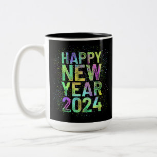 Colourful new year 2024 Two-Tone coffee mug