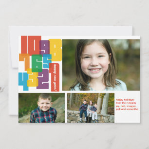 Colourful New Year 3 Photo Holiday Card