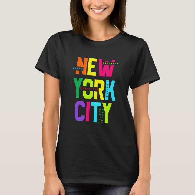 Colourful New York City Novelty Graphic Tees Cool  (Front)