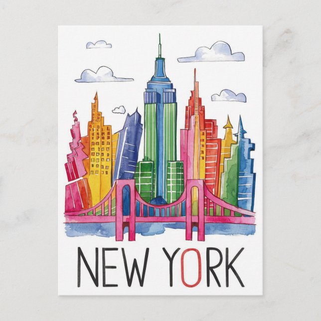 colourful new york city postcard (Front)