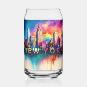 Colourful New York City Skyline Can Glass
