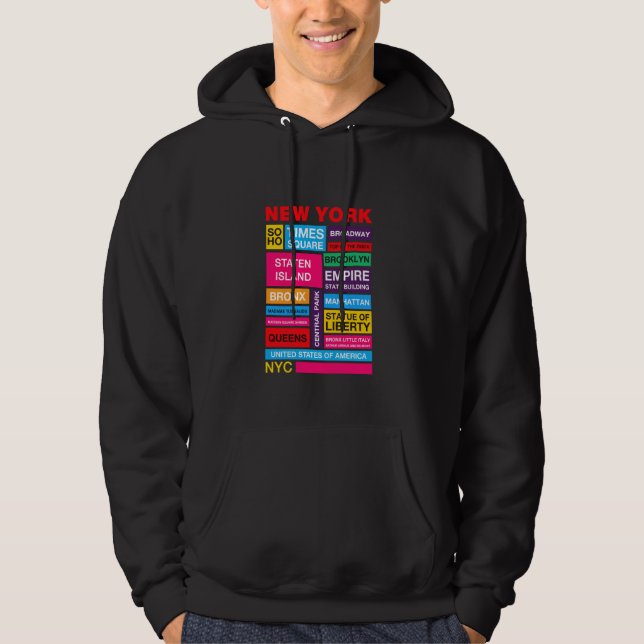 Colourful New York Famous Landmarks, This is My Ne Hoodie (Front)