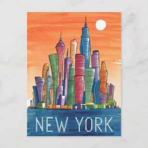 colourful new york postcard