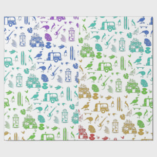 Colourful New Zealand Holiday Pattern Wrapping Paper