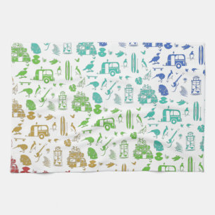 Colourful New Zealand Pattern Tea Towel