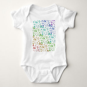 Colourful New Zealand Summer Pattern Baby Bodysuit
