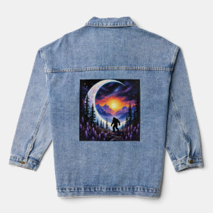 Colourful night sky Sasquatch Stroll, crescent moo Denim Jacket