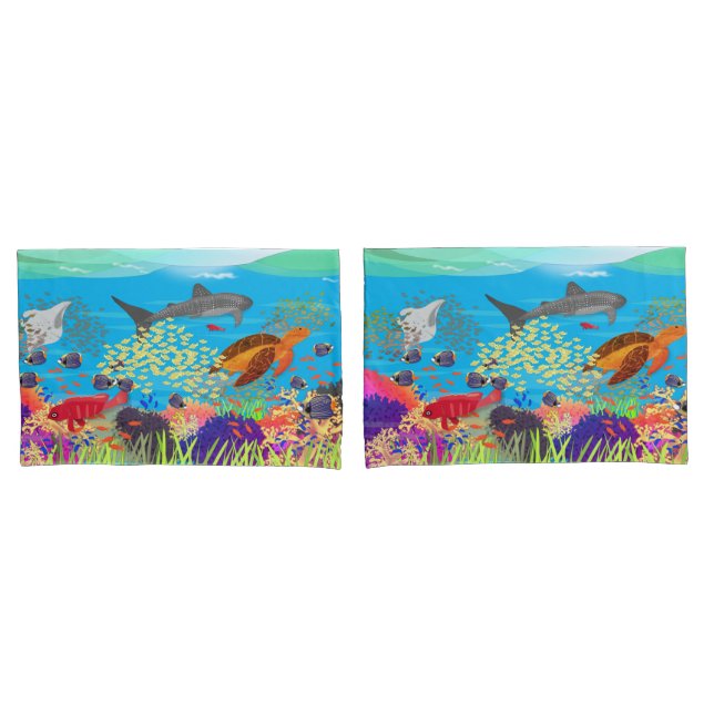 Colourful Ningaloo Coral Reef Pillowcase (Front-Set)