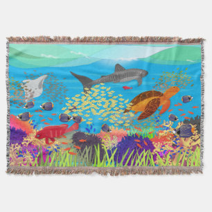 Colourful Ningaloo Reef Throw Blanket